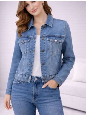Avec Les Filles Indigo Ruffle Jean Jacket Large